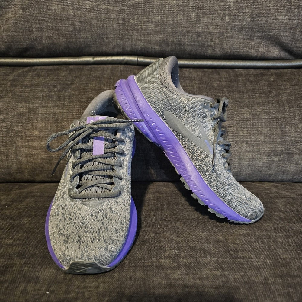 Brooks‎ Launch 6 Ebony Shark Violet Purple Grey 1202851B022 Womens Running Shoe